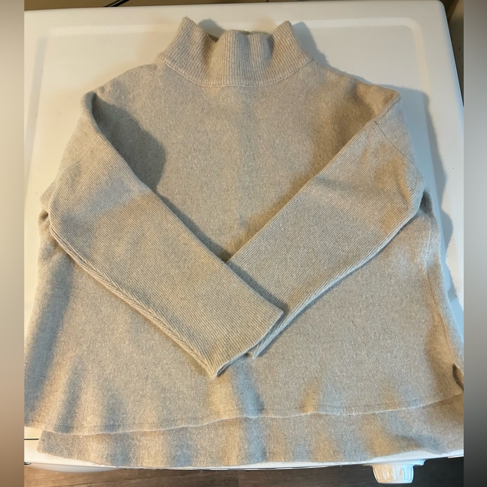Sheep by the Sea Ireland Neutral Cream Ribbed Turtleneck Sweater